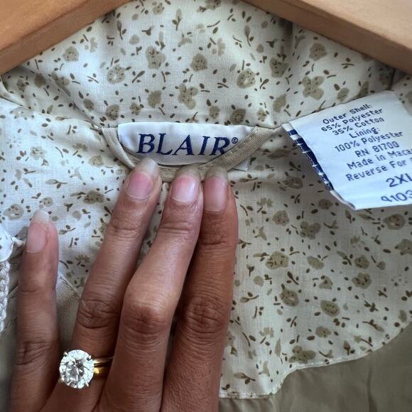 Vtg Blair Light Tan Cream Colored Coat Women 2XL Jacket Zipper Closure Polyester - Picture 8 of 8